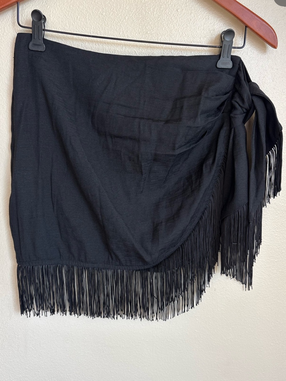 12th Tribe Black Fringe Mini Skirt - Picture 5 of 13